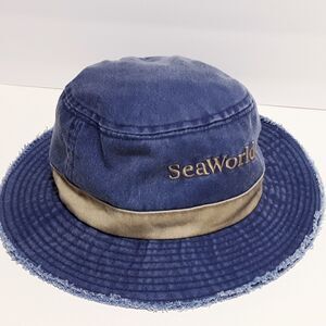 Sea World Adventure Parks Bucket Hat Blue Embroidered Youth One Size